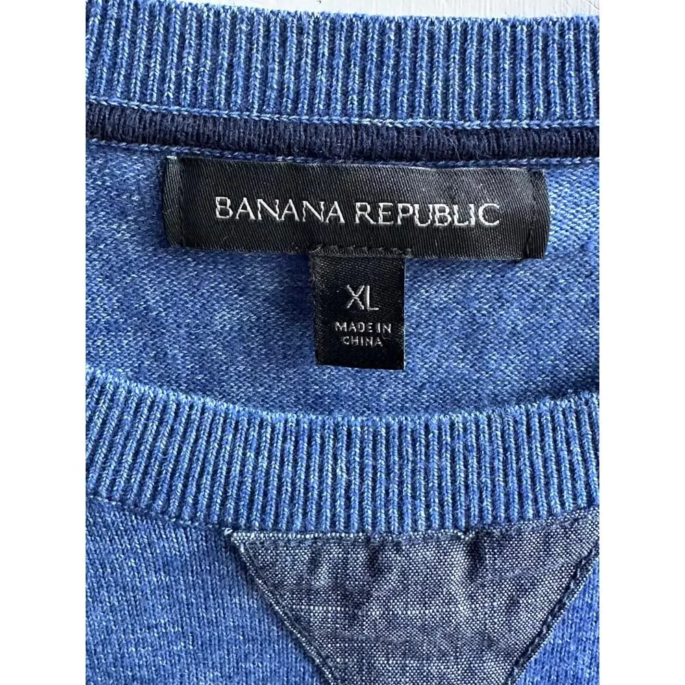 Banana Republic Chambray Trim Pullover Sweater in Lapis Blue Men’s XL